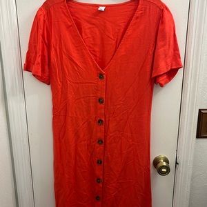 knee length dresses for ladies Casual Midi Long Sleeves Linen Dress – Old Linen Mill main image 0